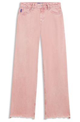 hugo pink loose-fit jeans in rigid denim - light pink women's pants