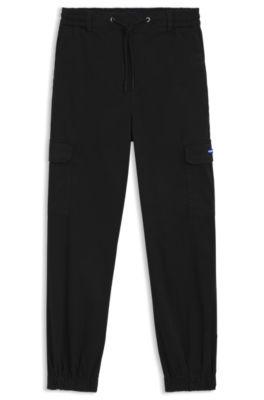 hugo regular-fit trousers in stretch cotton - black women's pants