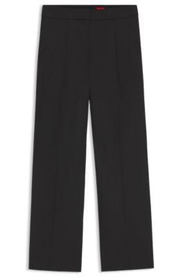 hugo regular-fit trousers with wide leg - black women's formal pants
