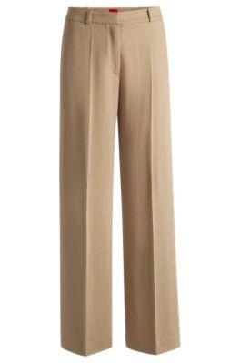 hugo regular-fit trousers with wide leg - light beige women's formal pants