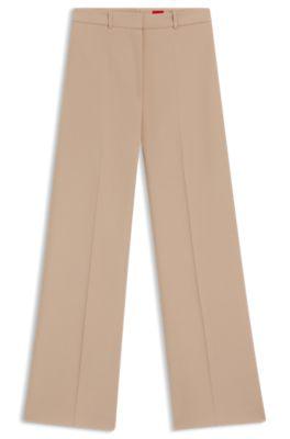hugo regular-fit trousers with wide leg - light brown women's formal pants