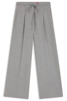 hugo regular-fit trousers with wide leg - light grey women's formal pants