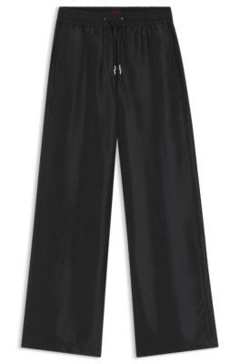 hugo relaxed-fit trousers with drawcord waist - black women's pants