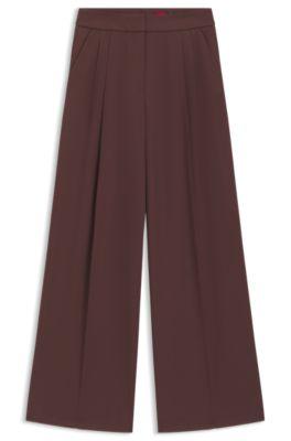 hugo relaxed-fit trousers with twin pleats - dark brown women's formal pants