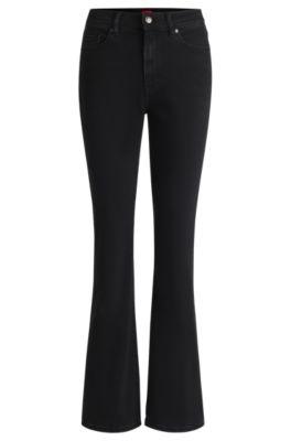 hugo slim-fit jeans in black stretch denim - black women's pants