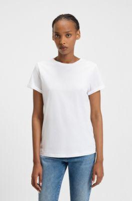 hugo slim-fit t-shirt in cotton - white women's t-shirts