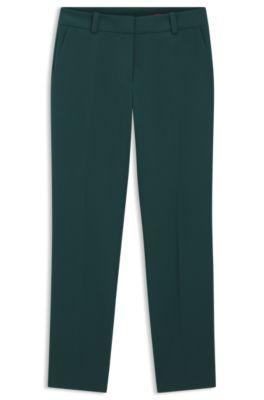 hugo slim-fit trousers with slit hems - dark green women's formal pants