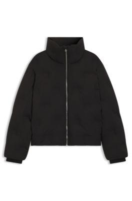hugo stacked-logo jacket with water-repellent finish - black women's casual jackets