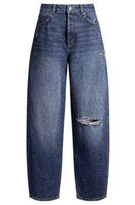 hugo tapered-fit jeans with barrel leg - blue women's pants
