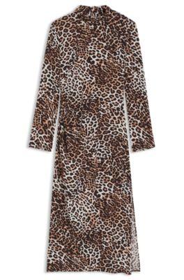 hugo tie-collar dress with leopard print - patterned women's day dresses