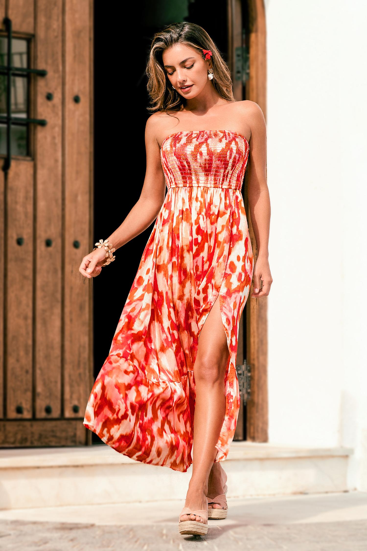 hundred degrees abstract maxi dress - l