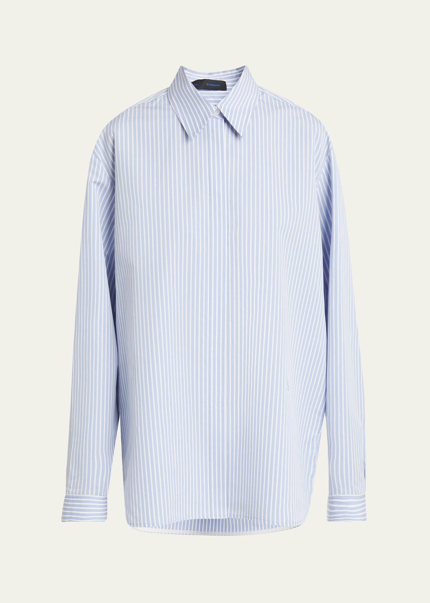 hunter stripe button down poplin top