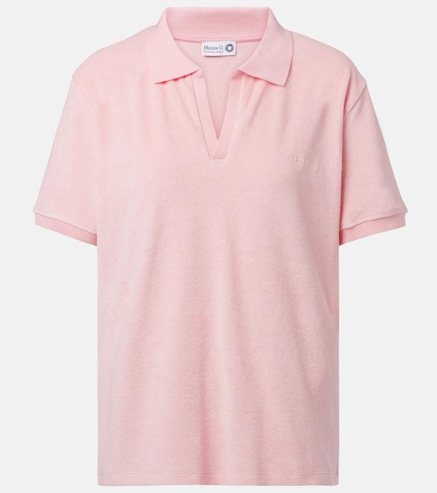 hunza g cotton terry polo shirt