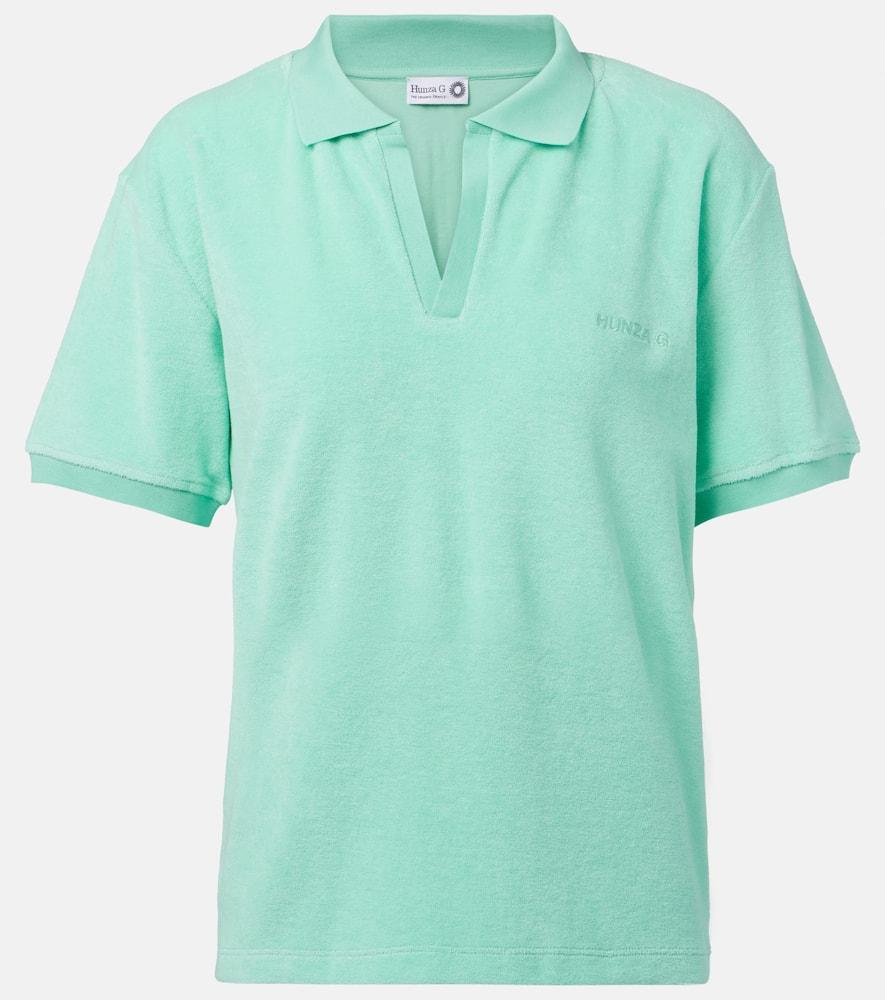 hunza g cotton terry polo shirt