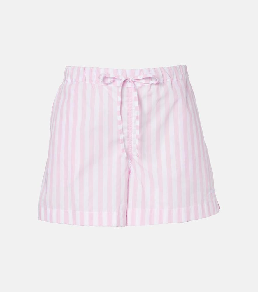 hunza g embroidered striped cotton poplin shorts