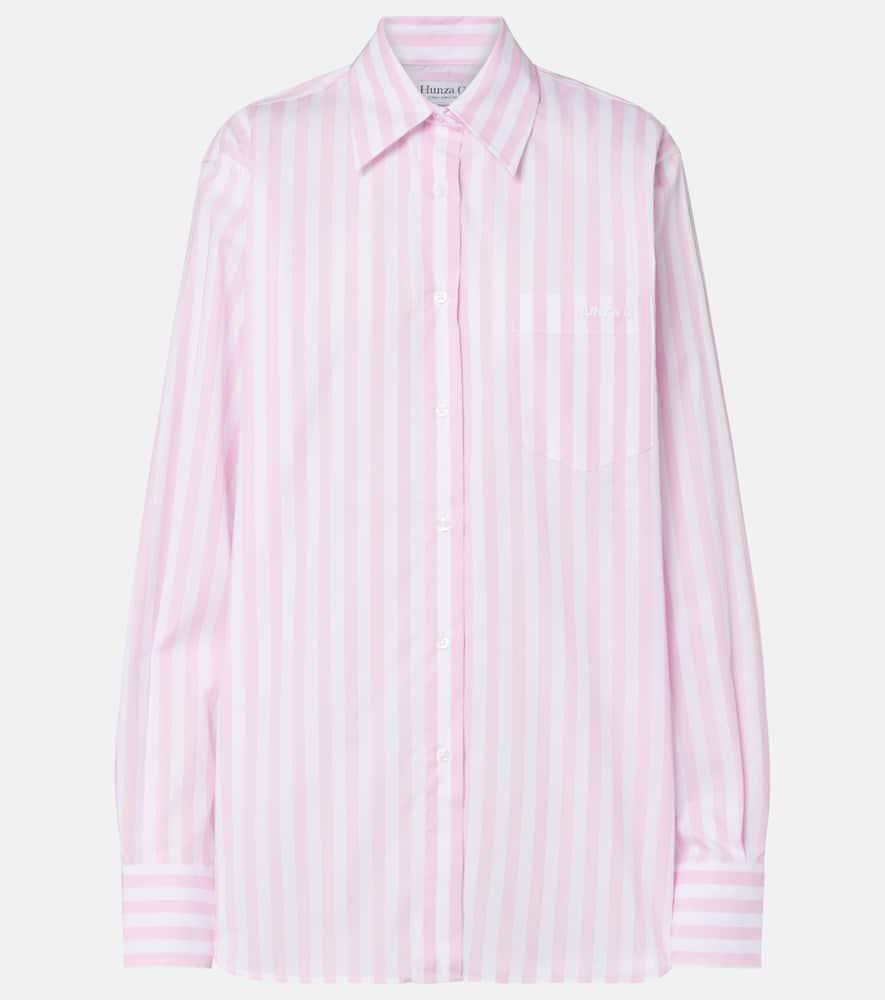 hunza g embroidered striped oversized cotton poplin shirt