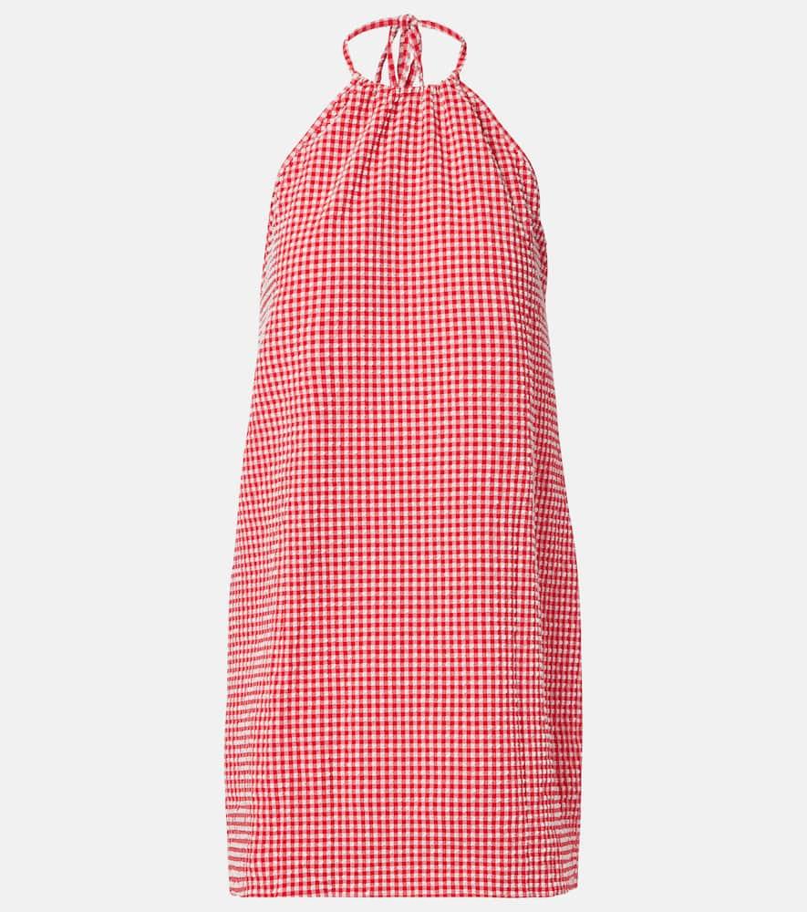 hunza g gingham seersucker halterneck minidress