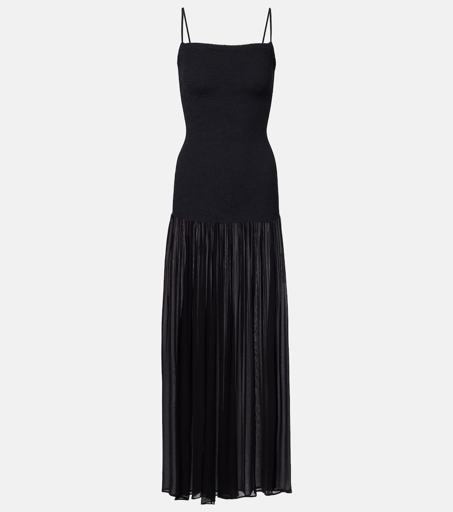 hunza g hybrid plissé maxi dress