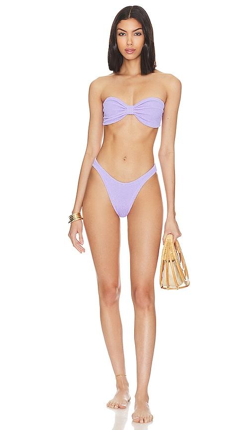 hunza g jean bikini set in lavender.