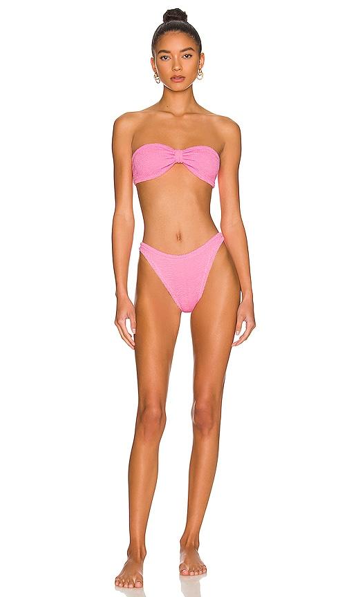 hunza g jean bikini set in pink.