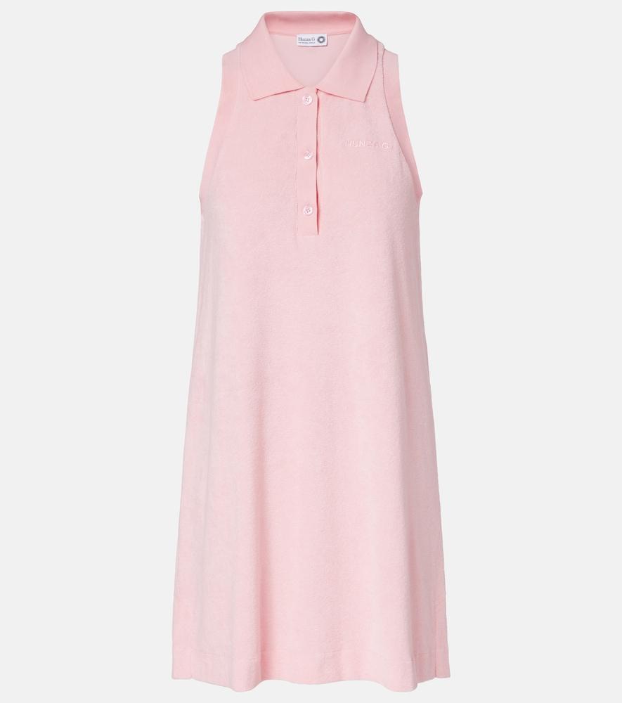 hunza g logo cotton terry polo dress