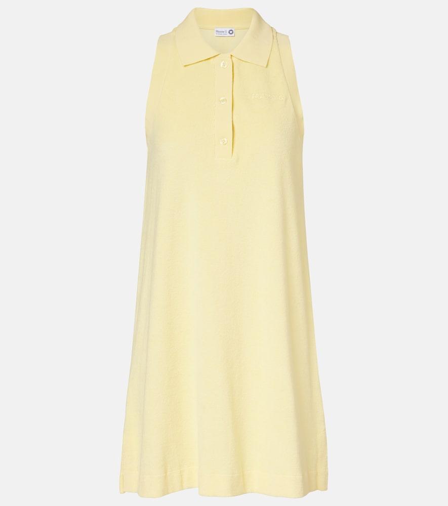 hunza g logo cotton terry polo dress