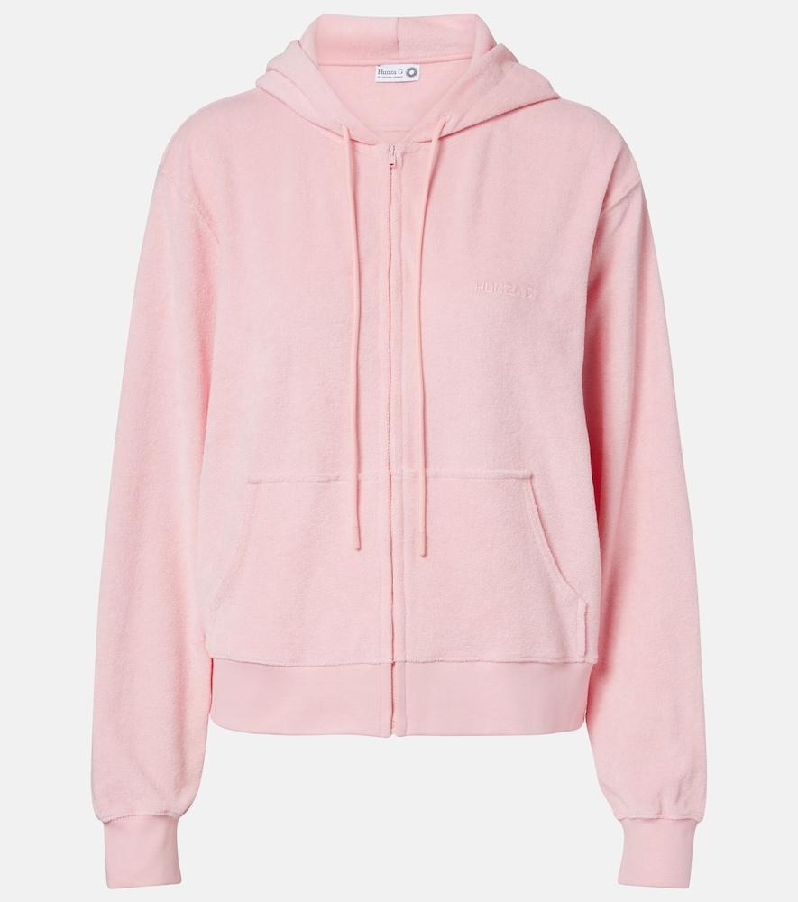 hunza g logo cotton terry zip