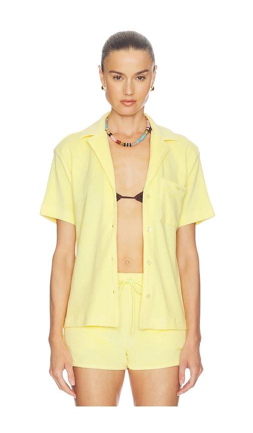 hunza g towelling resort shirt in yellow.