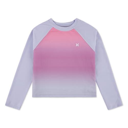 hurley girl's long sleeve rash guard shirt, china rose