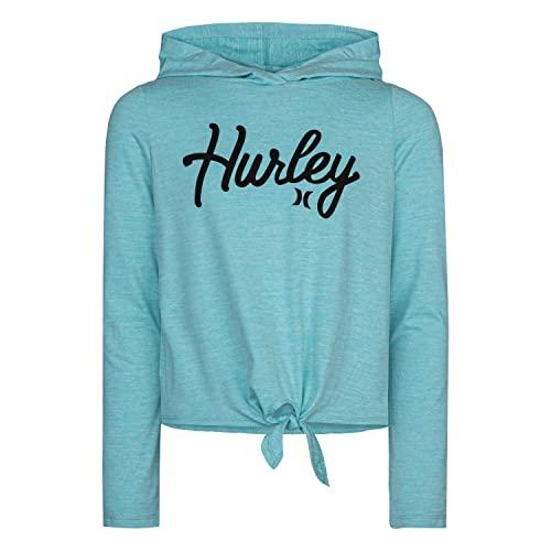 hurley girls' long sleeve hooded top, mint candy, m