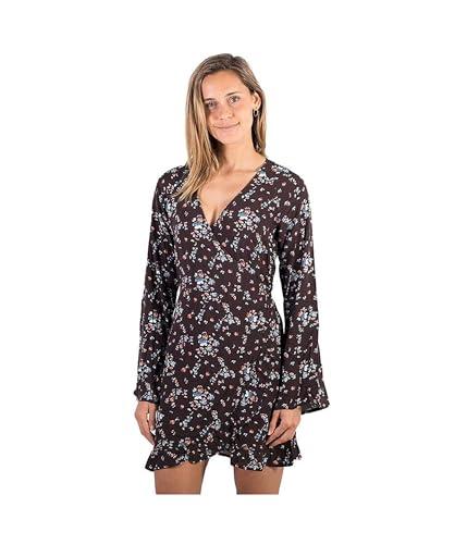 hurley long sleeve wrap dress black belize sm (us 3-5)