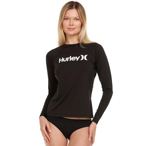 hurley rash guard for women, womens rash guard long sleeve shirts, rashguard swim shirt women upf 50+ spf & uv protection black