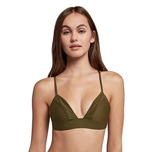 hurley women's apparel standard quick dry bralette surf top, olive canvas, xs