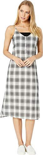 hurley women's apparel women's tank plaid maxi dress, summit white, m