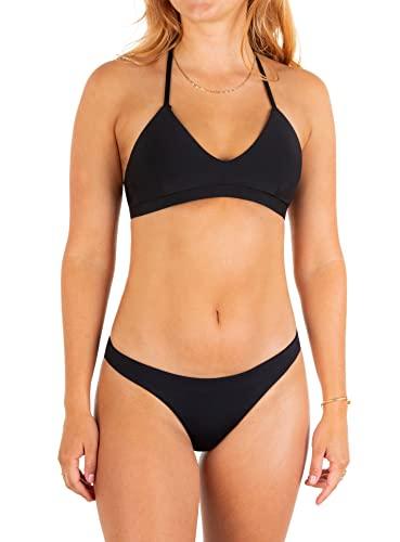 hurley women's standard adjustable bikini top, black, m