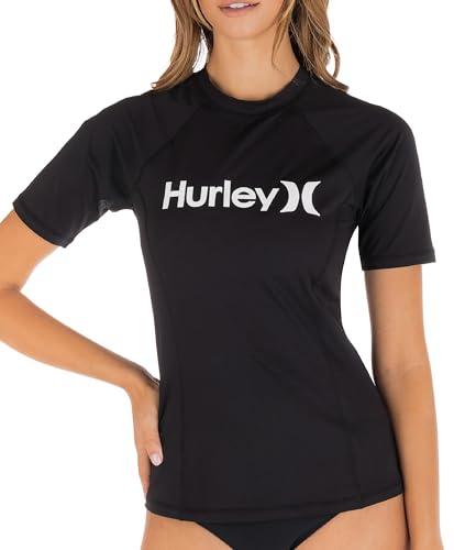 hurley women's standard oao short-sleeve rashguard, black