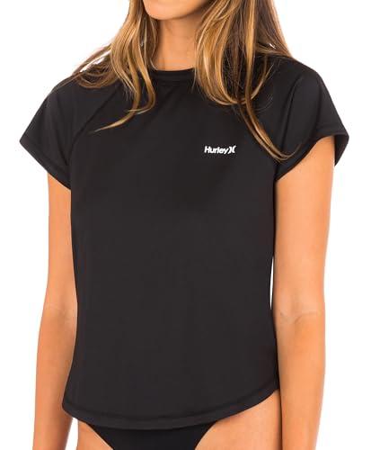 hurley women's standard one and only short-sleeve surf shirt, black