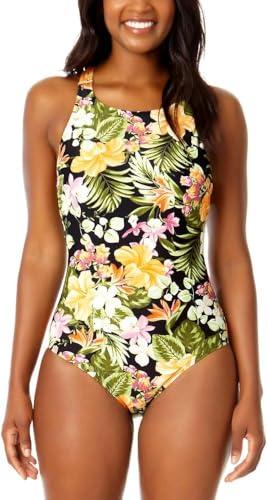hurley womens's upf 50+ sun protection floral one piece swimsuit (us, alpha, xx-large, plus, regular, orange)