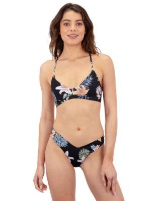 hurley womens lily lux adjustable bikini top v front skimpy swim bottoms