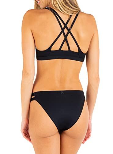 hurley womens max solid mod bikini bottoms, black, small us