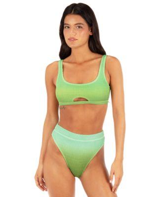 hurley womens ombre scrunch scoop neck bikini top cheeky high rise swim bottoms