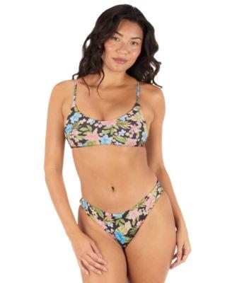hurley womens reversible miami garden cross back bikini top moderate swim bottoms