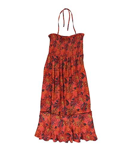 hurley womens smocked midi dress, multicoloured, x-small