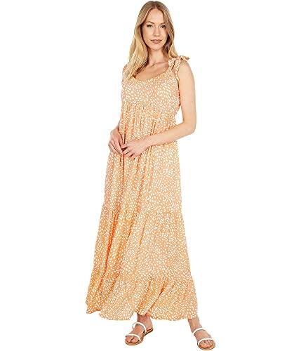 hurley womes tiered maxi dress - melon | small