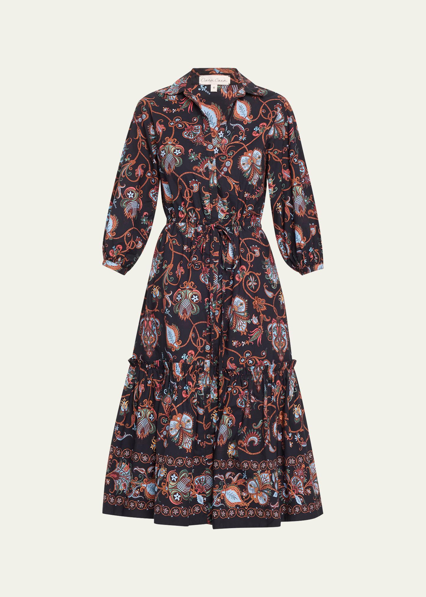 hutton puff-sleeve midi shirtdress