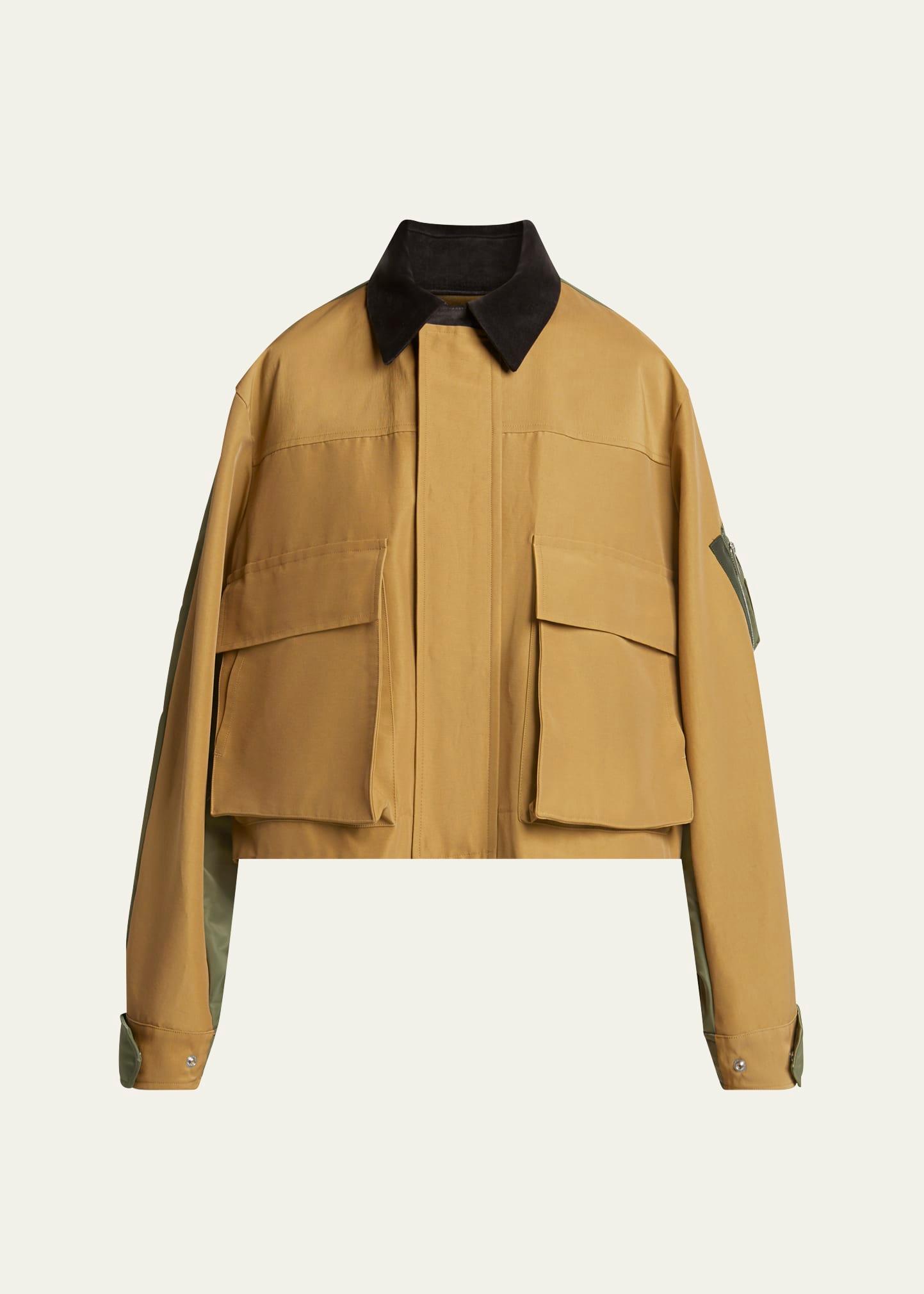 hybrid cargo pocket contrast collar utility jacket