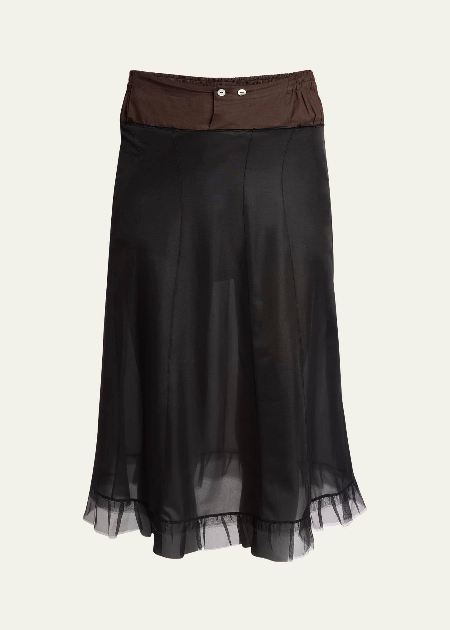 hybrid colorblock midi skirt