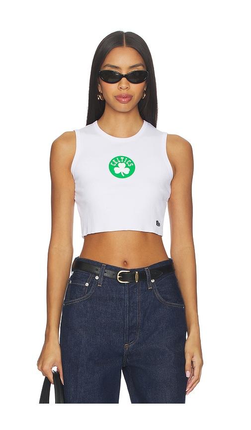 hype and vice boston celtics cut off tank top in white.