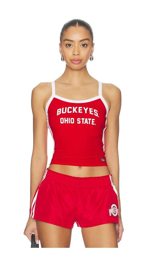 hype and vice ohio state university sideline stripes tank top in red.