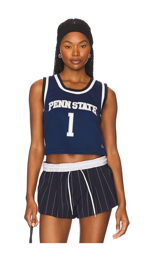 hype and vice penn state cropped basketball jersey top in navy.
